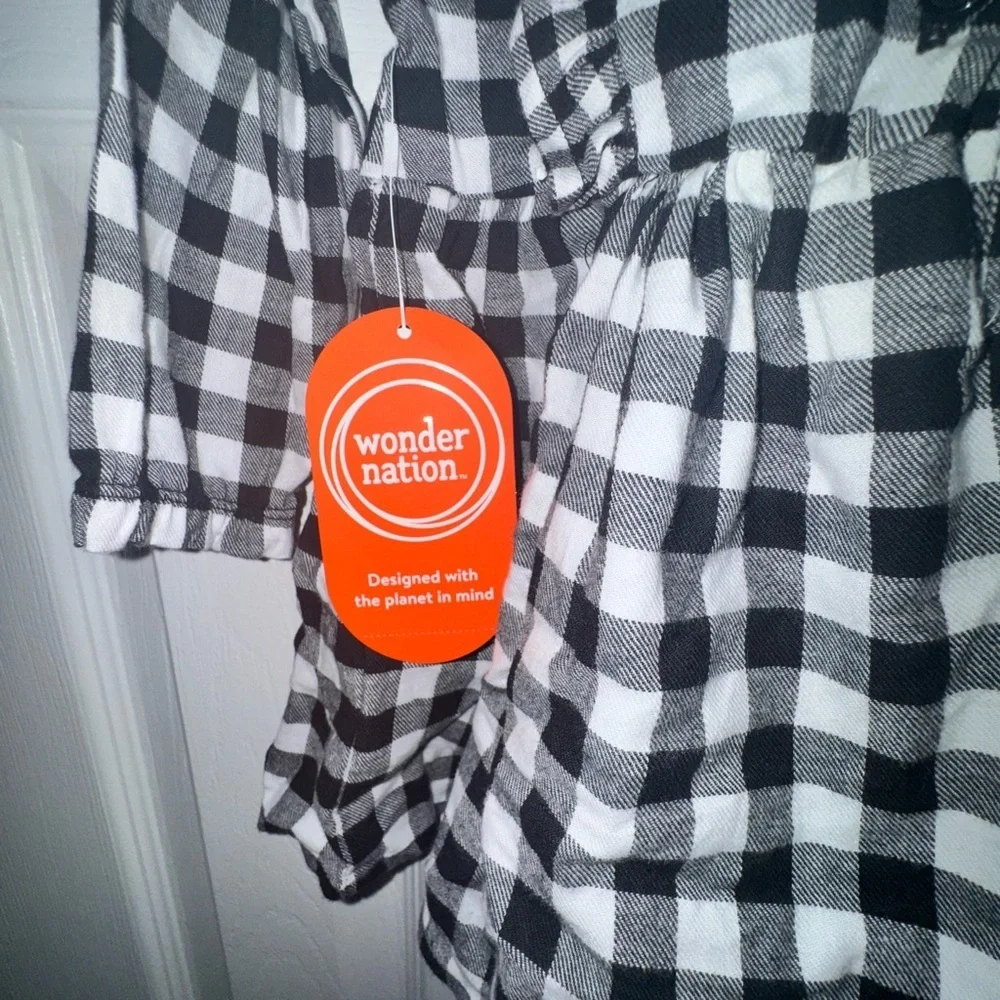 WonderNation 6-9Months Cotton Plaid Dress with tight Outfit 2 Piece Set NWT